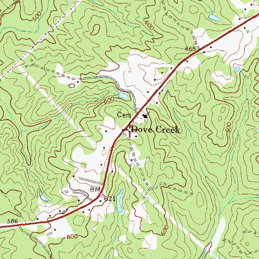 Topographic Map of Dove Creek, GA