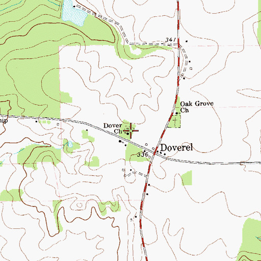 Topographic Map of Dover Church, GA