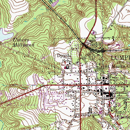 Topographic Map of Dowd School, GA