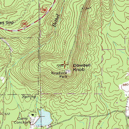 Topographic Map of Dowdell Knob, GA