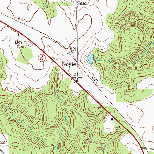 Topographic Map of Doyle, GA