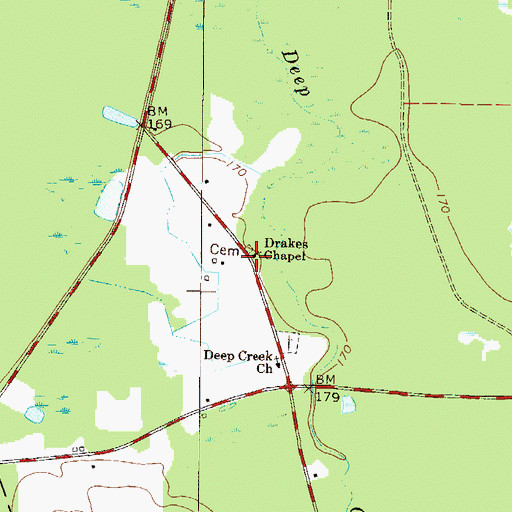 Topographic Map of Drakes Chapel, GA