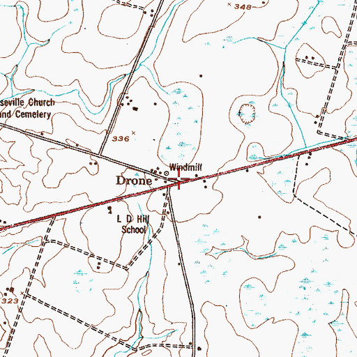 Topographic Map of Drone, GA
