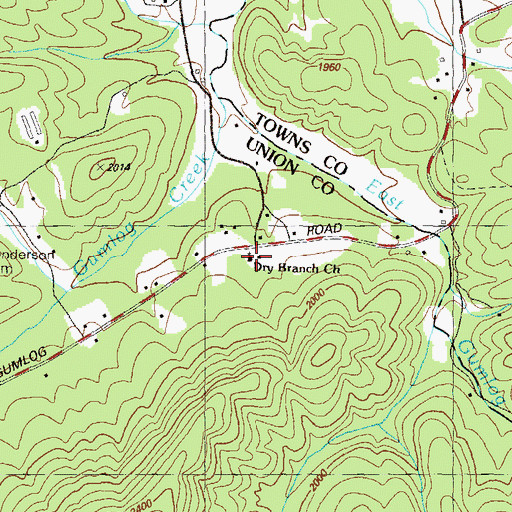 Topographic Map of Dry Branch Church, GA