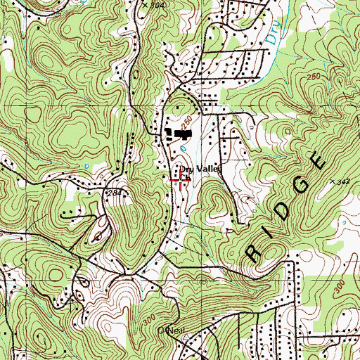 Topographic Map of Dry Valley Church, GA