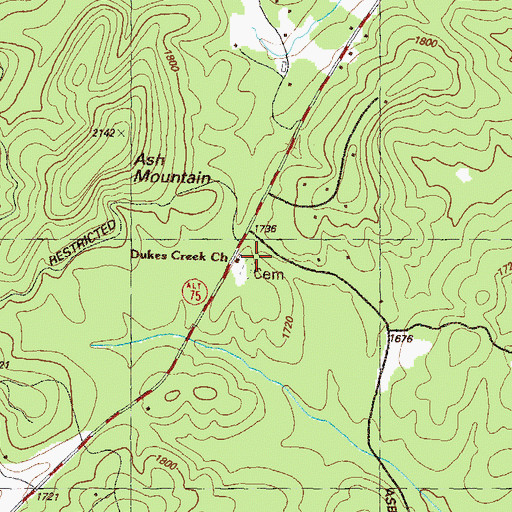 Topographic Map of Dukes Creek Church, GA
