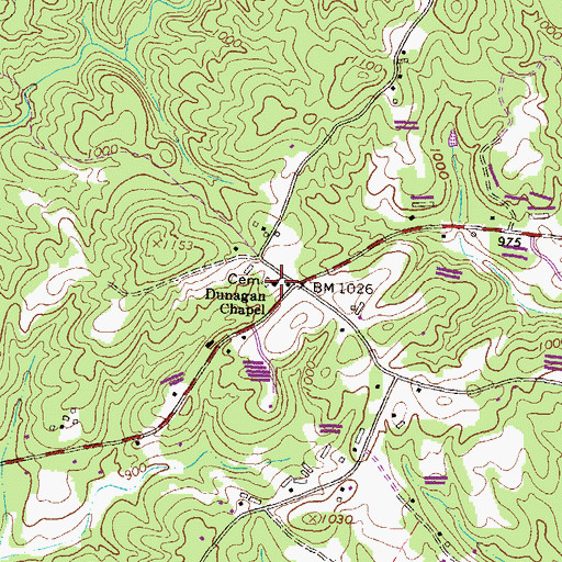 Topographic Map of Dunagan Chapel, GA