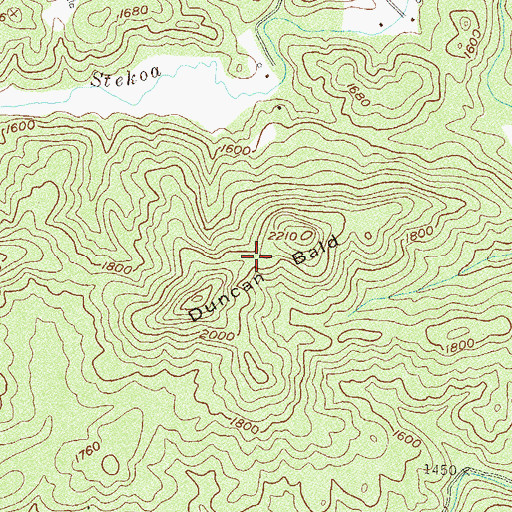 Topographic Map of Duncan Bald, GA