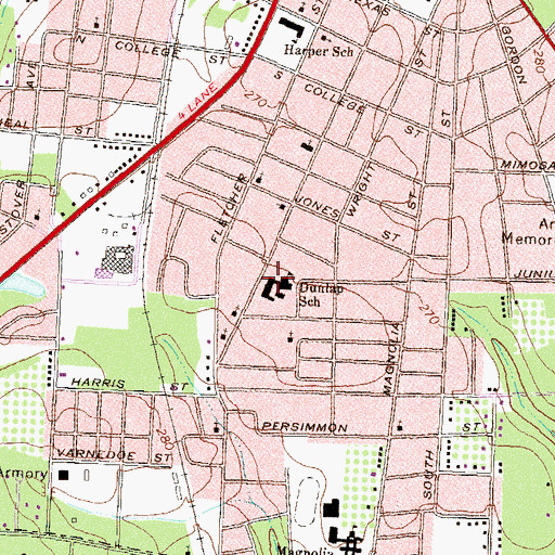 Topographic Map of Dunlap School, GA