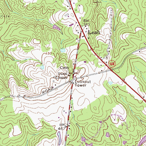 Topographic Map of Dunn Chapel, GA