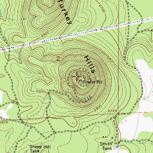 Topographic Map of Turkey Hills, AZ