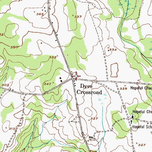 Topographic Map of Dyes Crossroad, GA
