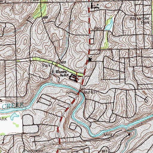 Topographic Map of E Rivers Elementary School, GA