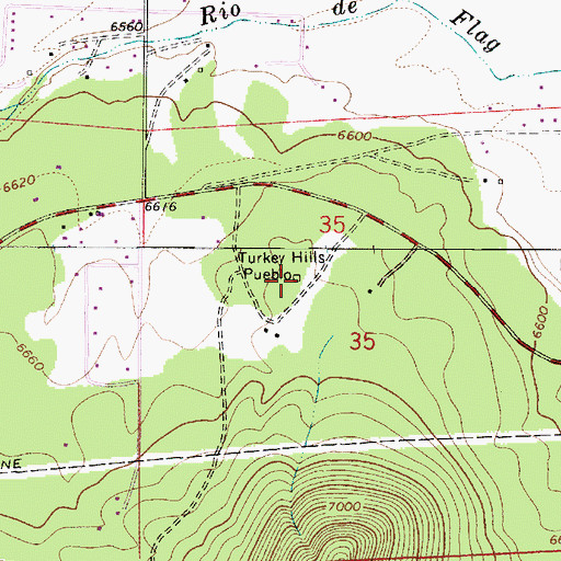 Topographic Map of Turkey Hills Pueblo, AZ