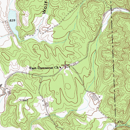 Topographic Map of East Damascus Church, GA
