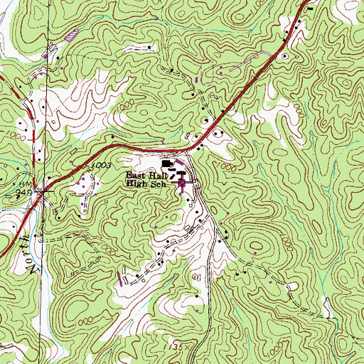 Topographic Map of East Hall High School, GA