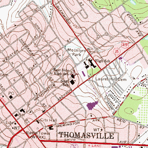 Topographic Map of East Side Junior High School, GA