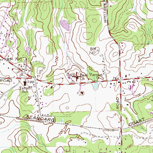 Topographic Map of East Vernon Missionary Baptist Church, GA