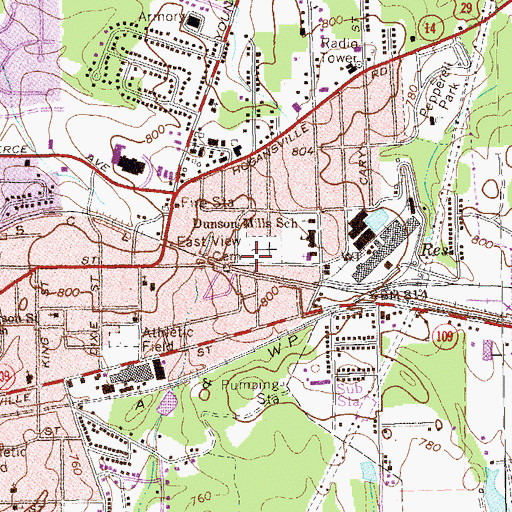 Topographic Map of East View Cemetery, GA