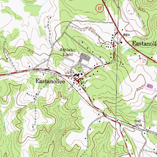 Topographic Map of Eastanollee, GA