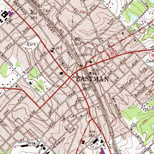 Topographic Map of Eastman, GA