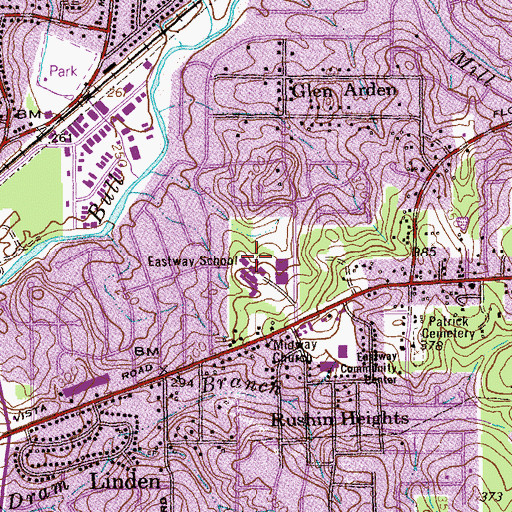 Topographic Map of Eastway School, GA