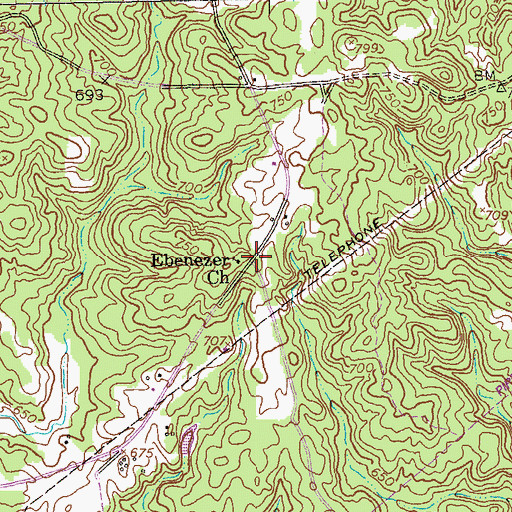 Topographic Map of Ebenezer Church, GA
