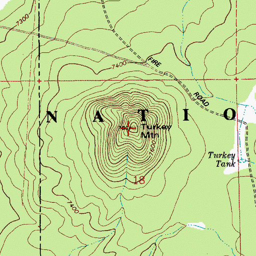 Topographic Map of Turkey Mountain, AZ