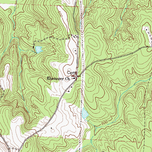 Topographic Map of Ebenezer Church, GA