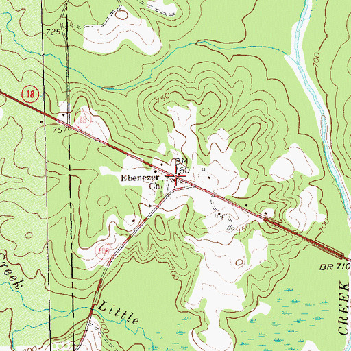 Topographic Map of Ebenezer Church, GA