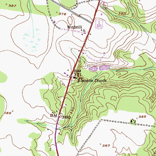 Topographic Map of Ebenezer Church, GA