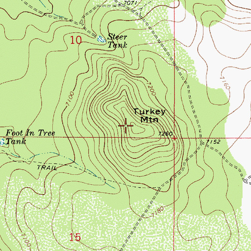 Topographic Map of Turkey Mountain, AZ