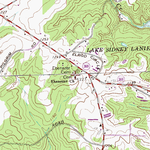 Topographic Map of Ebenezer Church, GA