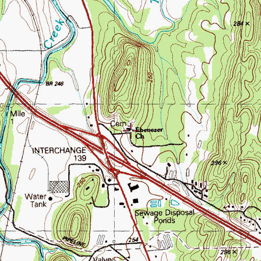 Topographic Map of Ebenezer Church, GA