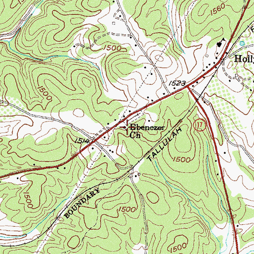 Topographic Map of Ebenezer Church, GA