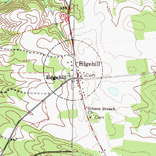 Topographic Map of Edgehill, GA
