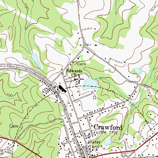 Topographic Map of Edwards Church, GA