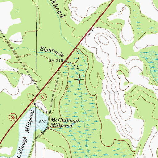 Topographic Map of Eightmile Creek, GA