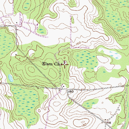 Topographic Map of Elam Church, GA