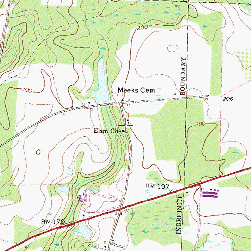 Topographic Map of Elam Primitive Baptist Church, GA