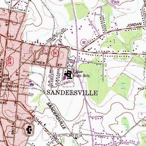 Topographic Map of T J Elder Middle School, GA