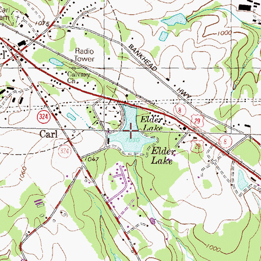 Topographic Map of Elder Lake, GA