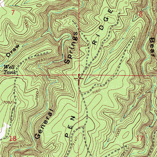 Topographic Map of Turkey Pen Ridge, AZ