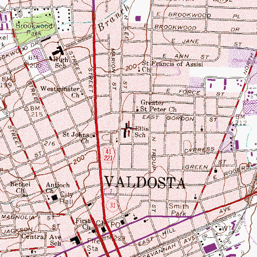 Topographic Map of Ellis School, GA
