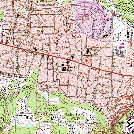 Topographic Map of Elm Street Elementary School, GA
