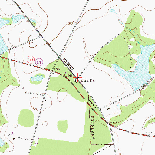 Topographic Map of Elza Church, GA