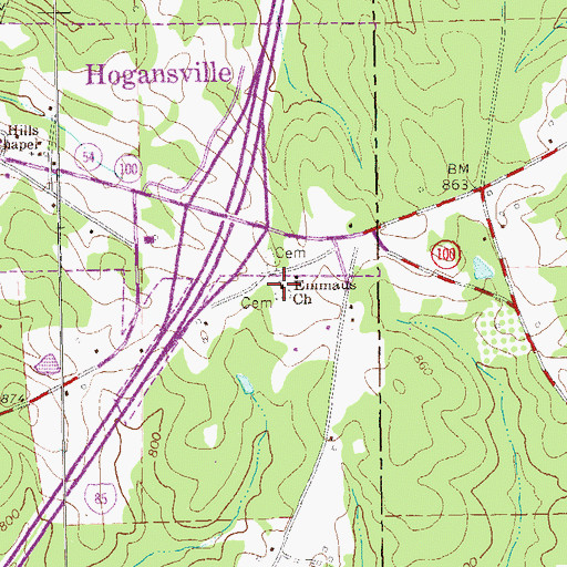 Topographic Map of Emmaus Progressive Baptist Church, GA