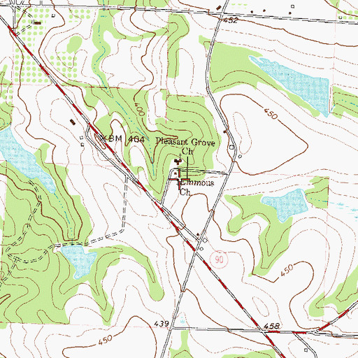 Topographic Map of Emmous Church, GA