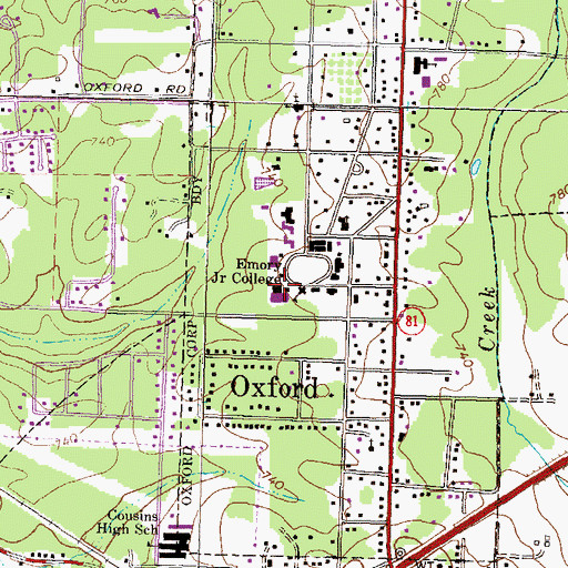 Topographic Map of Emory Oxford College, GA