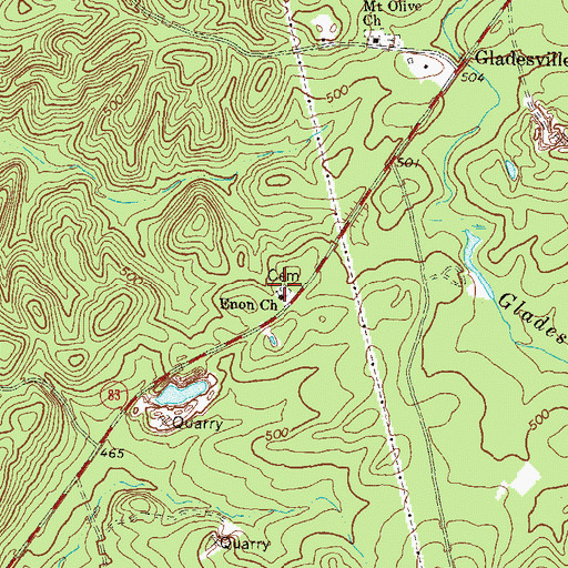 Topographic Map of Enon Church, GA